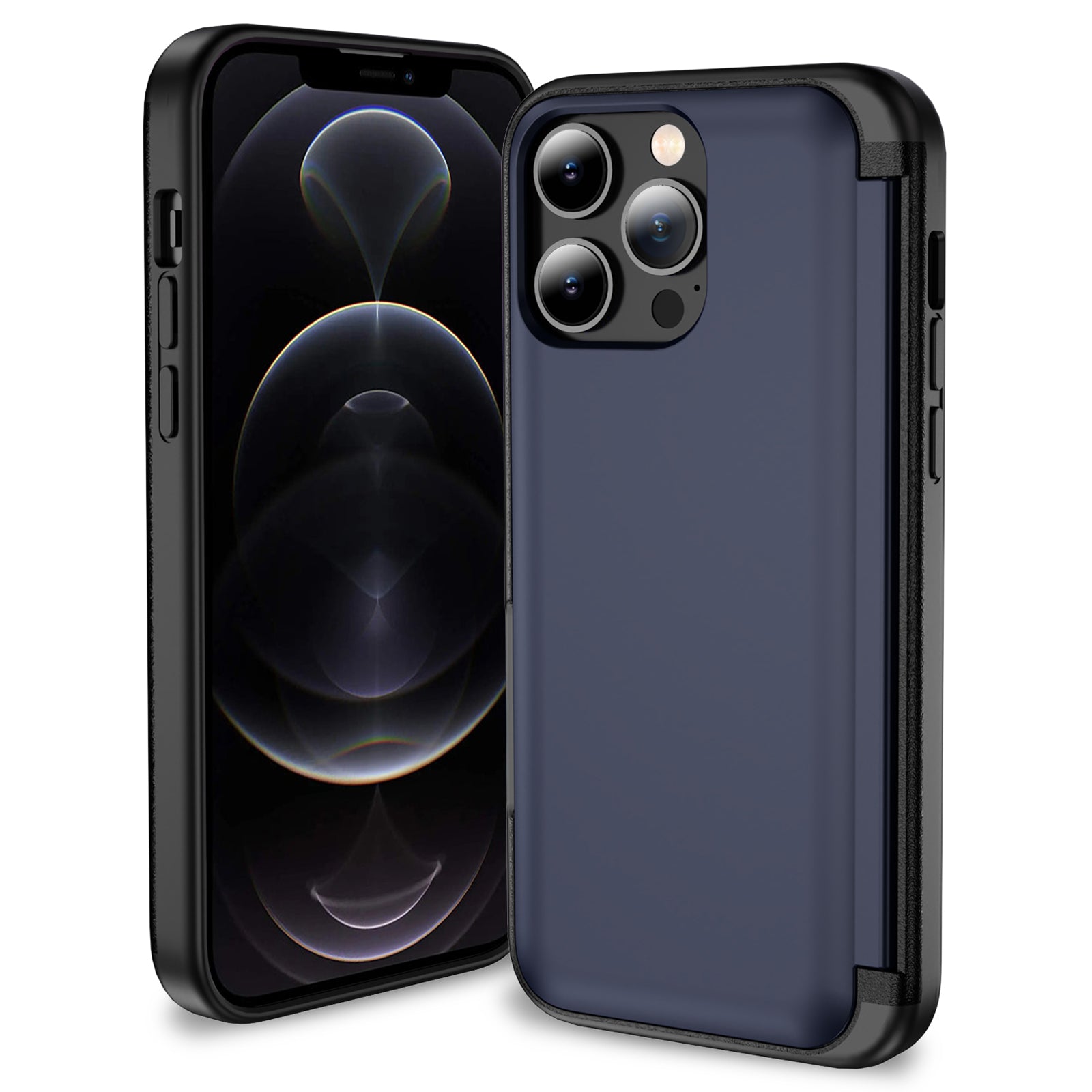 For iPhone 12 Pro Max Flip Kickstand TPU+PC Case Card Holder Phone Cover For iPhone 12 Pro Max Flip Kickstand TPU+PC Case Card Holder Phone Cover